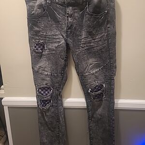 Road Narrows Nyc Mens 38x30 Y2k Distressed Ripped Acid Wash Jeans
